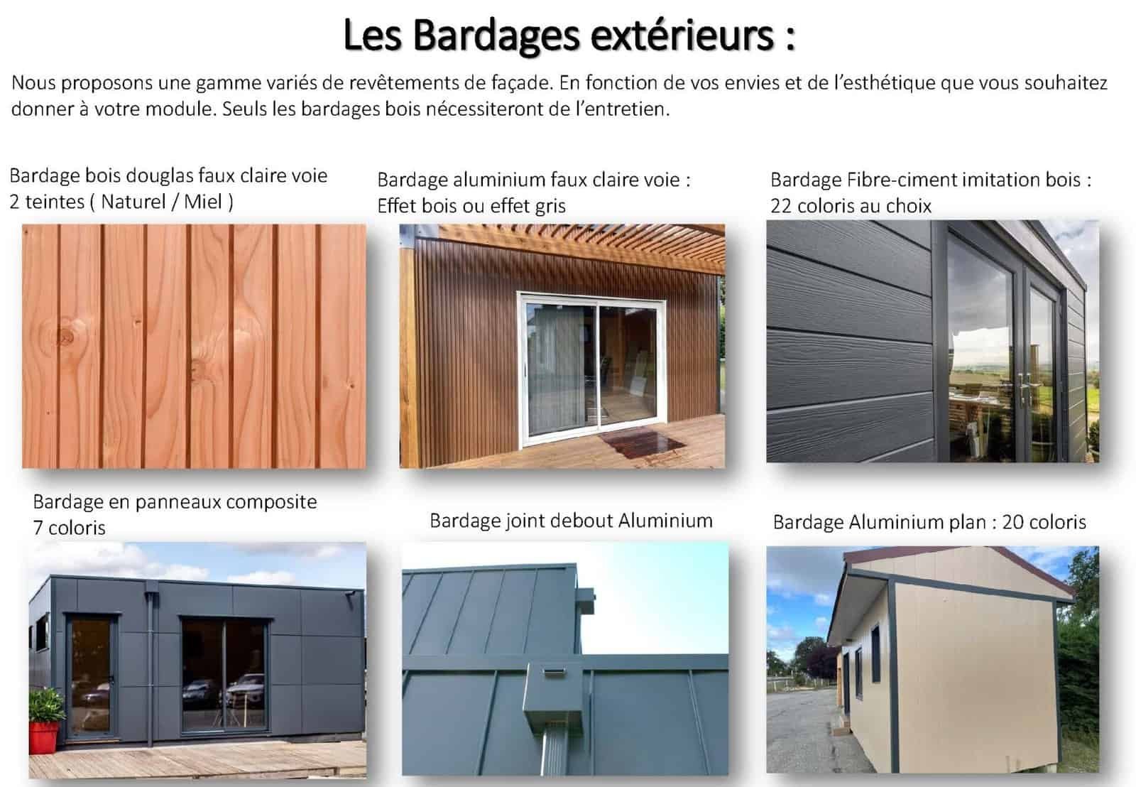 Différents types de bardage sur les studio de jardin