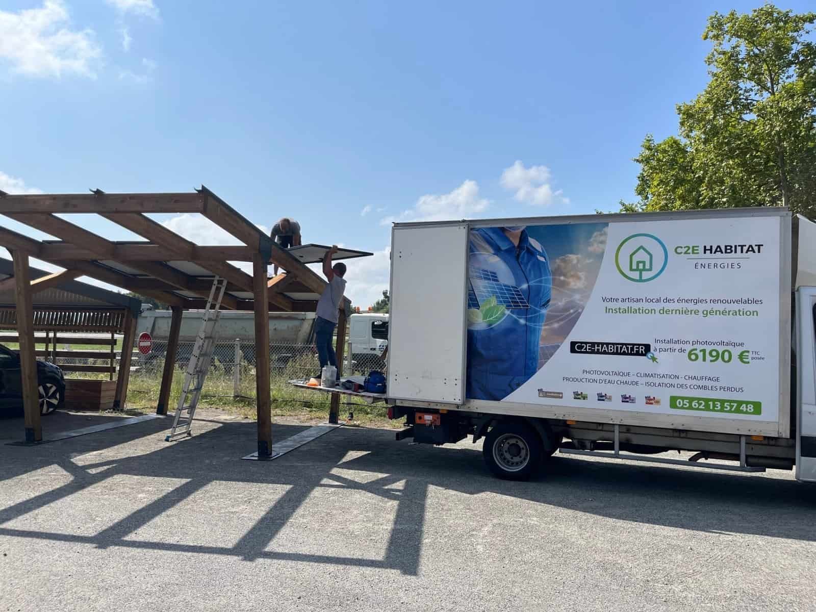 carport solaire pose des panneaux