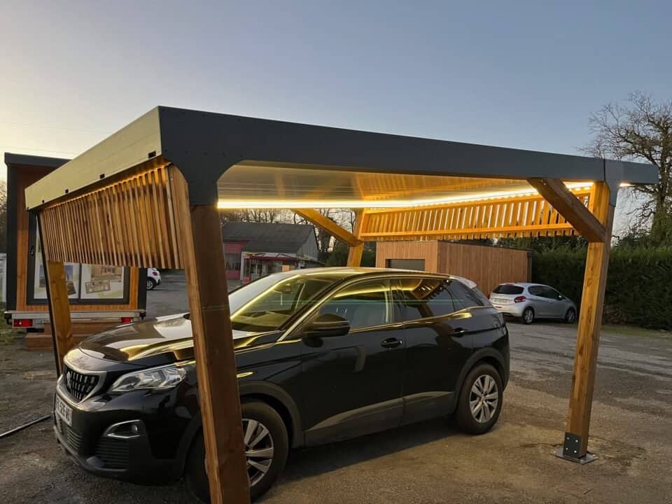Carport mixte bois aluminium